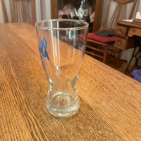 Vintage Olympia Beer Blue Horseshoe Logo Beer Glass 5 1/2 Inches Tall - Picture 3 of 5
